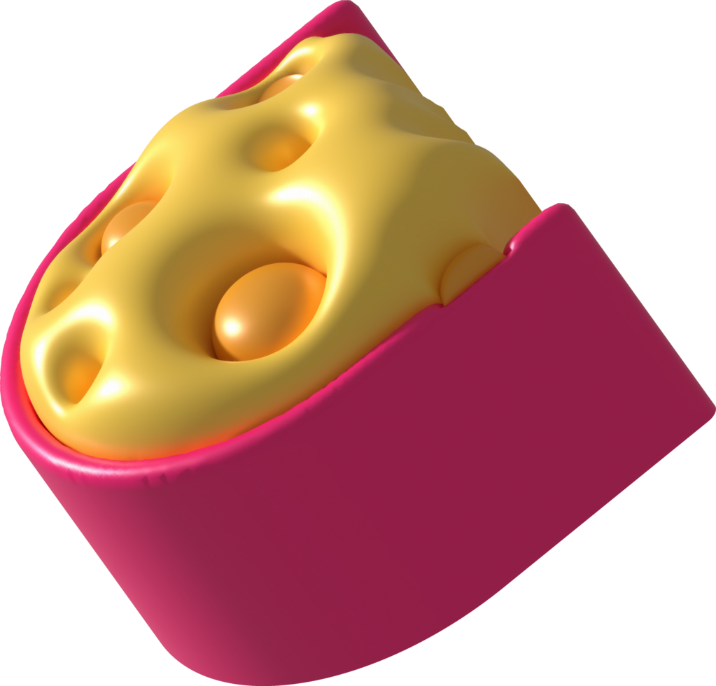 3d rendering Piece of cheese, cheese icon, cheese realistic food png