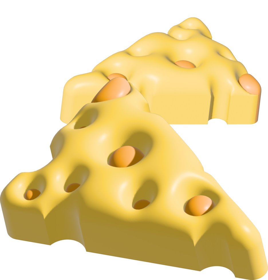 3d rendering Piece of cheese, cheese icon, cheese realistic food png
