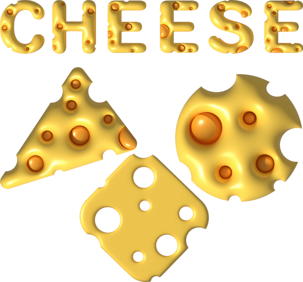 3d rendering Piece of cheese, cheese icon, cheese realistic food png