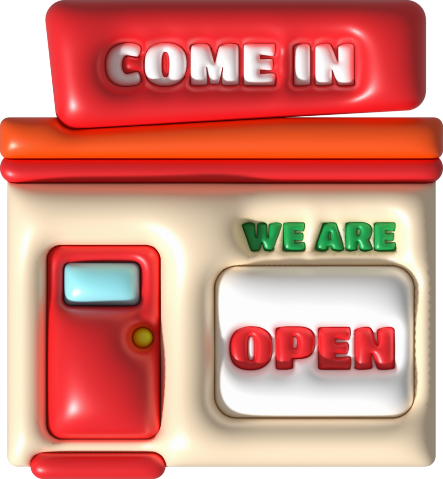 business opening hours icon shop e-commerce illustration 3d png