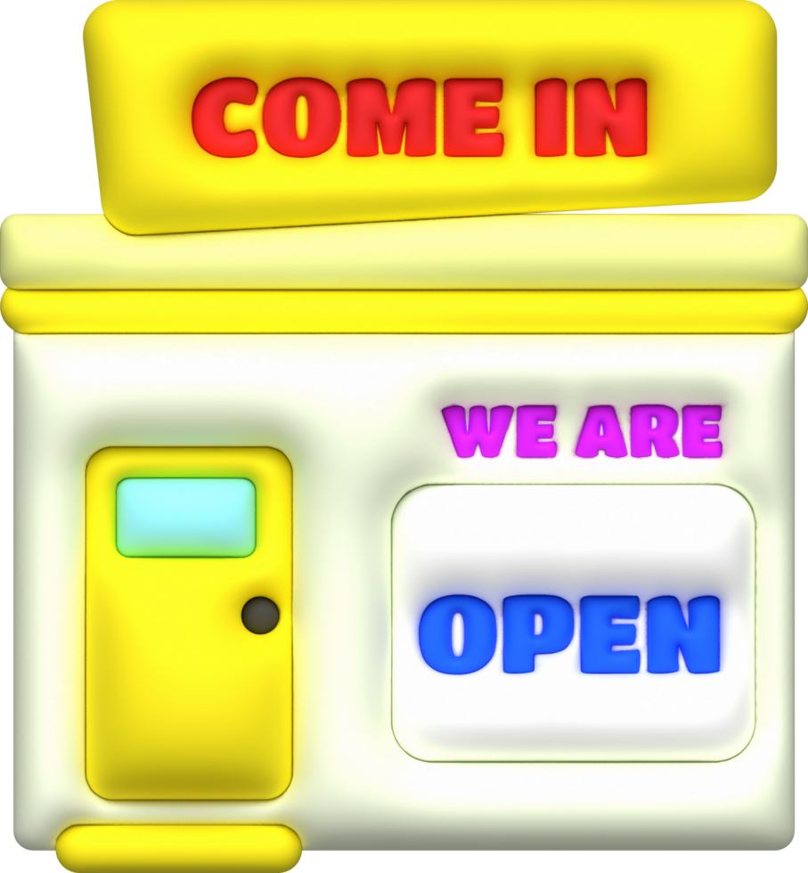 business opening hours icon shop e-commerce illustration 3d png