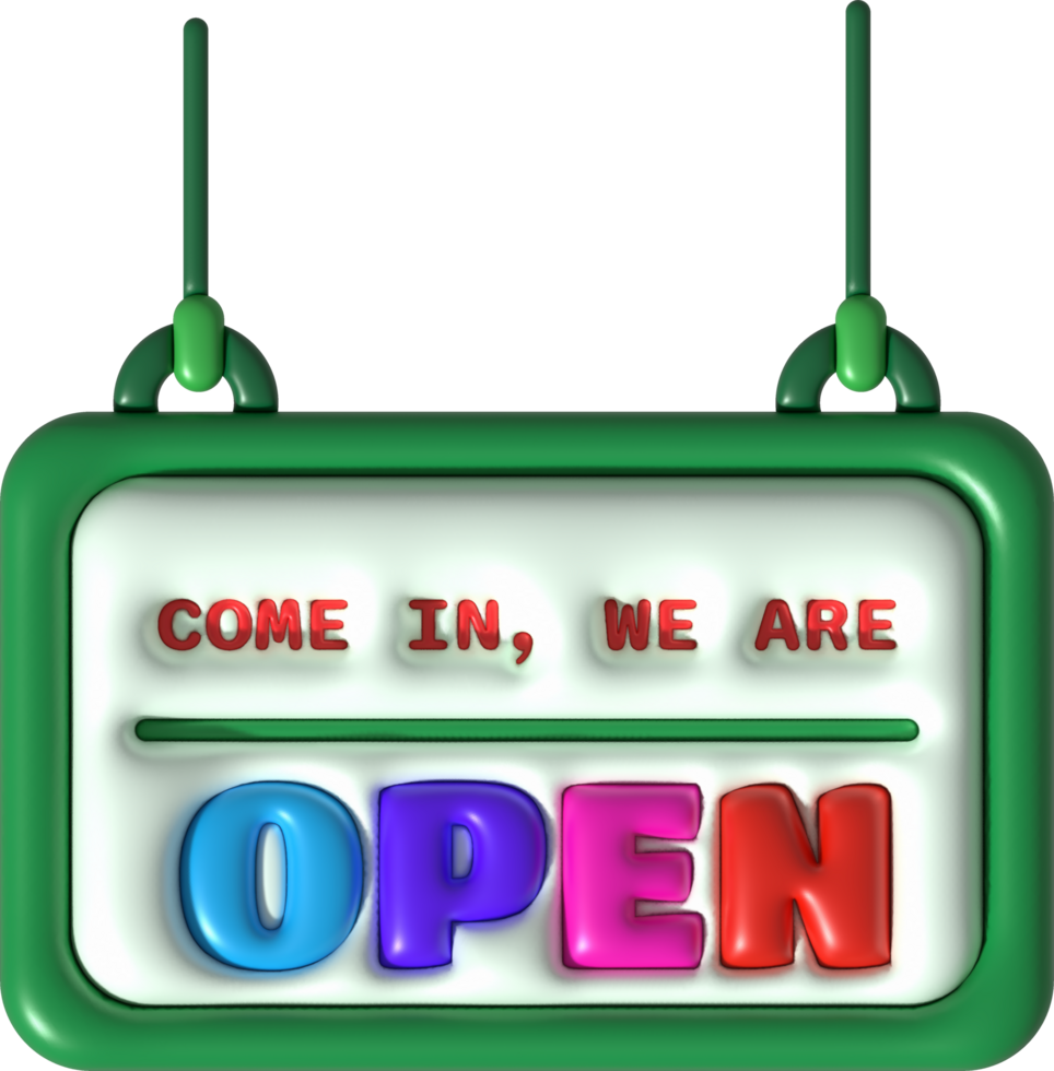 business come we are opening hours icon e-commerce illustration 3d png