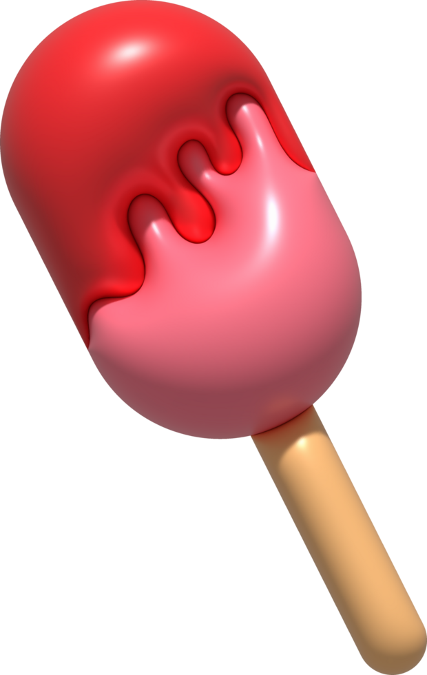 Ice cream stick. Multi colors. 3d illustration. png