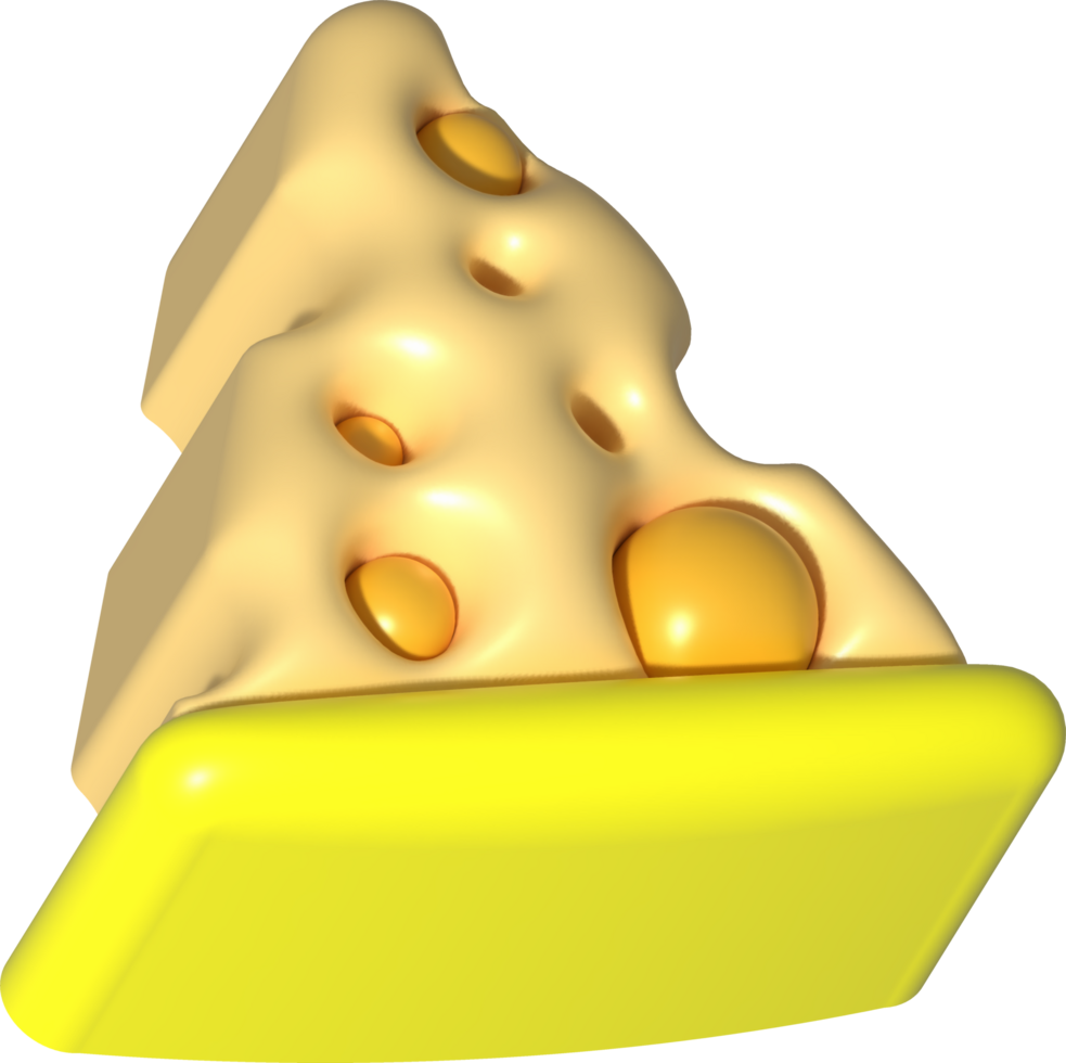 Piece of cheese, cheese icon, cheese realistic food, 3d rendering png