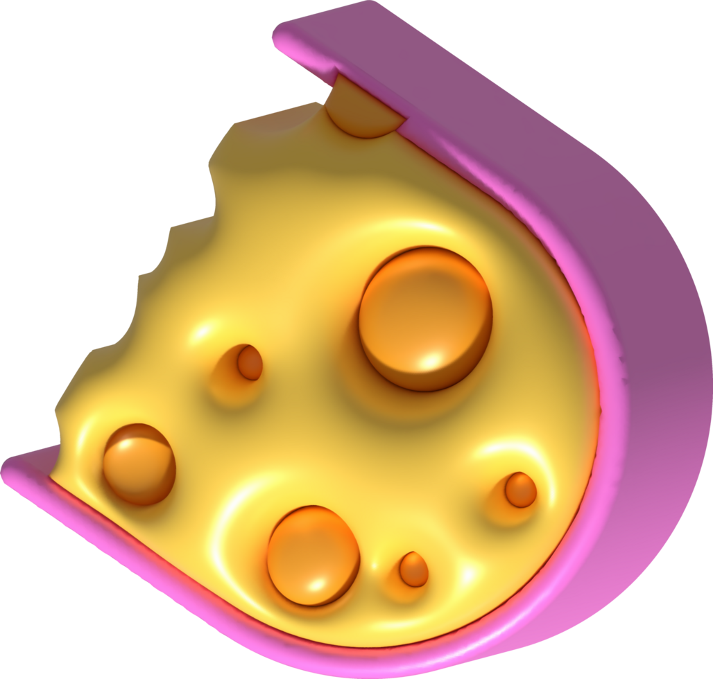 Piece of cheese, cheese icon, cheese realistic food, 3d rendering png