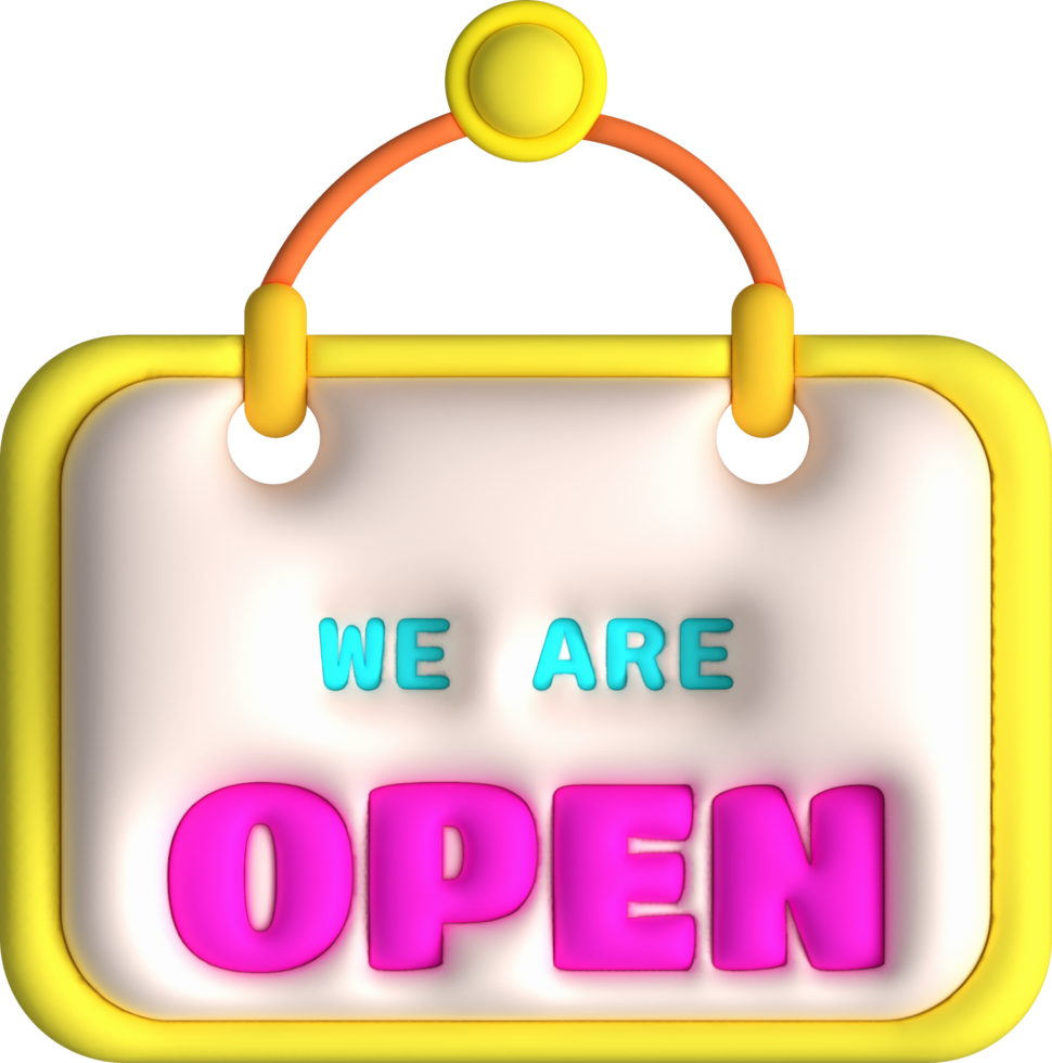 3d business we are open icon shop e-commerce illustration png