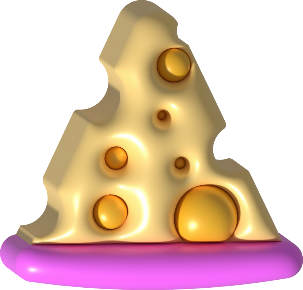 3d rendering Piece of cheese, cheese icon, cheese realistic food png