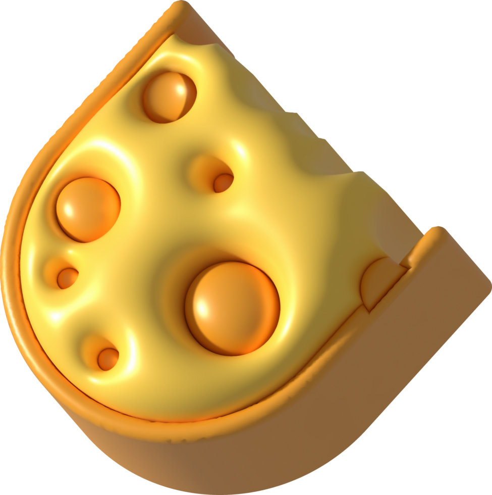 3d rendering Piece of cheese, cheese icon, cheese realistic food png