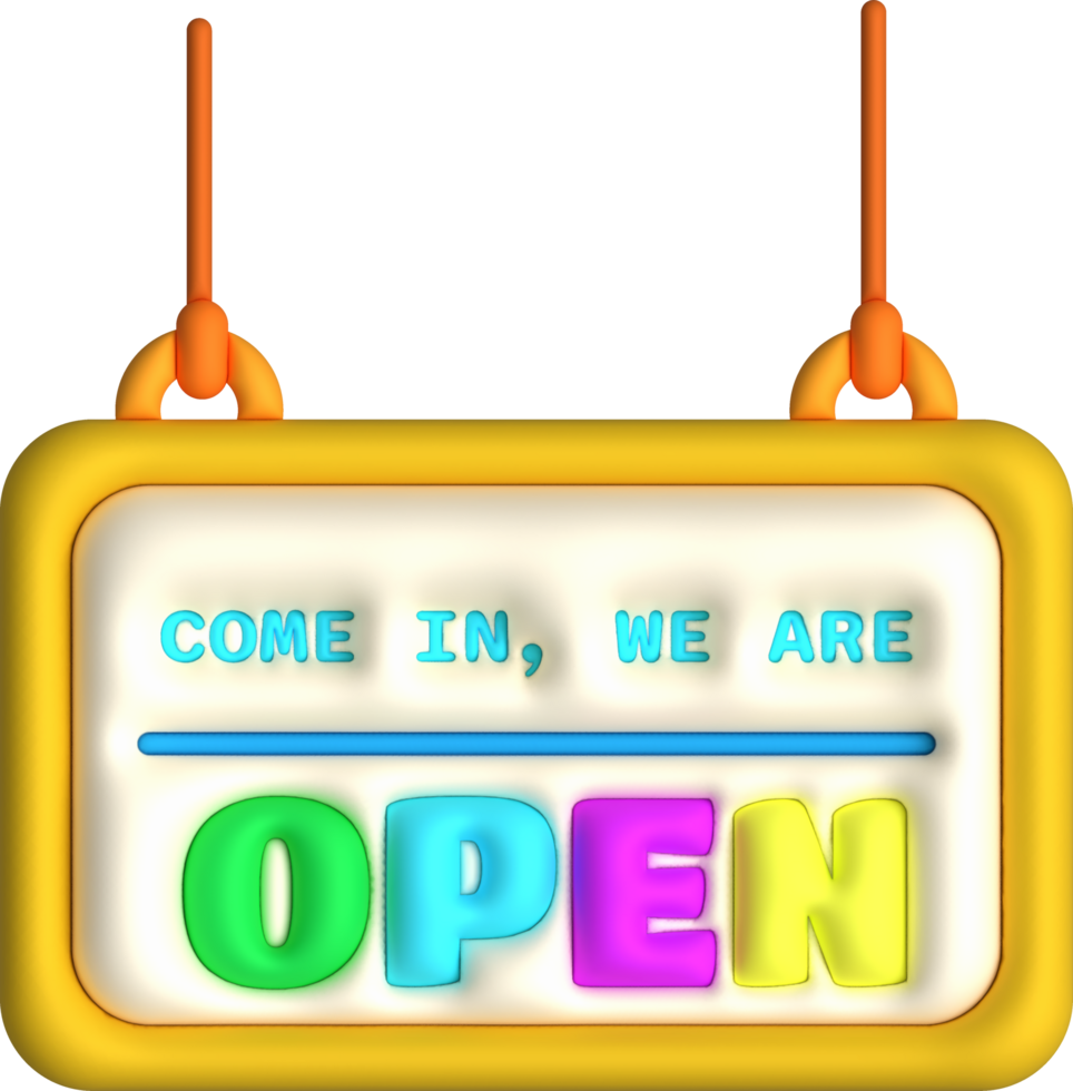 3d business come we are opening hours icon e-commerce illustration png