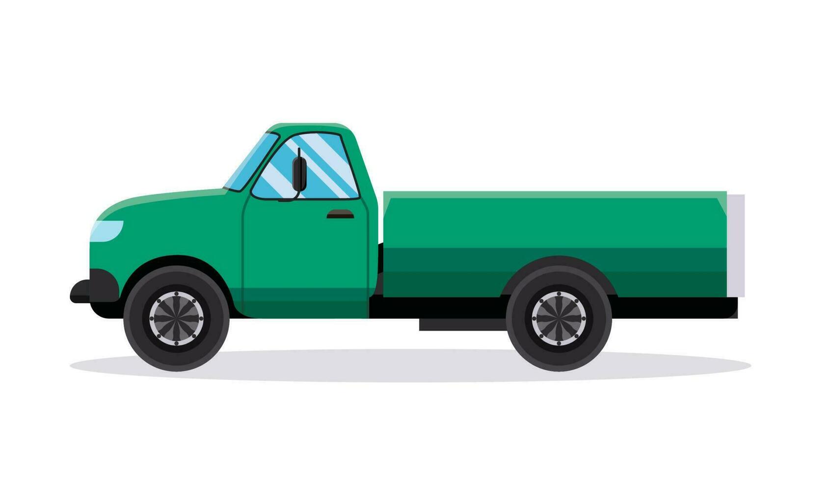 green pickup truck vector illustration