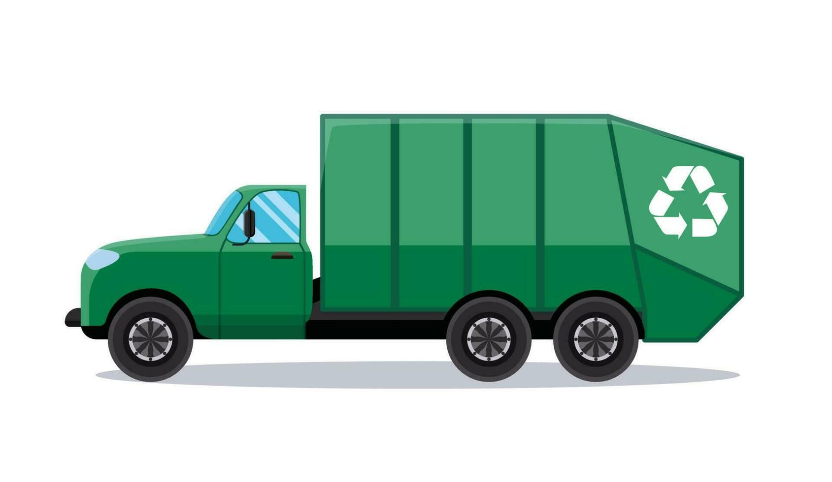 Green garbage truck vector illustration 23235456 Vector Art at Vecteezy