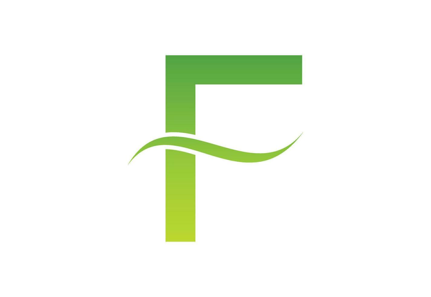 Gradient F letter logo design with swoosh, Vector illustration