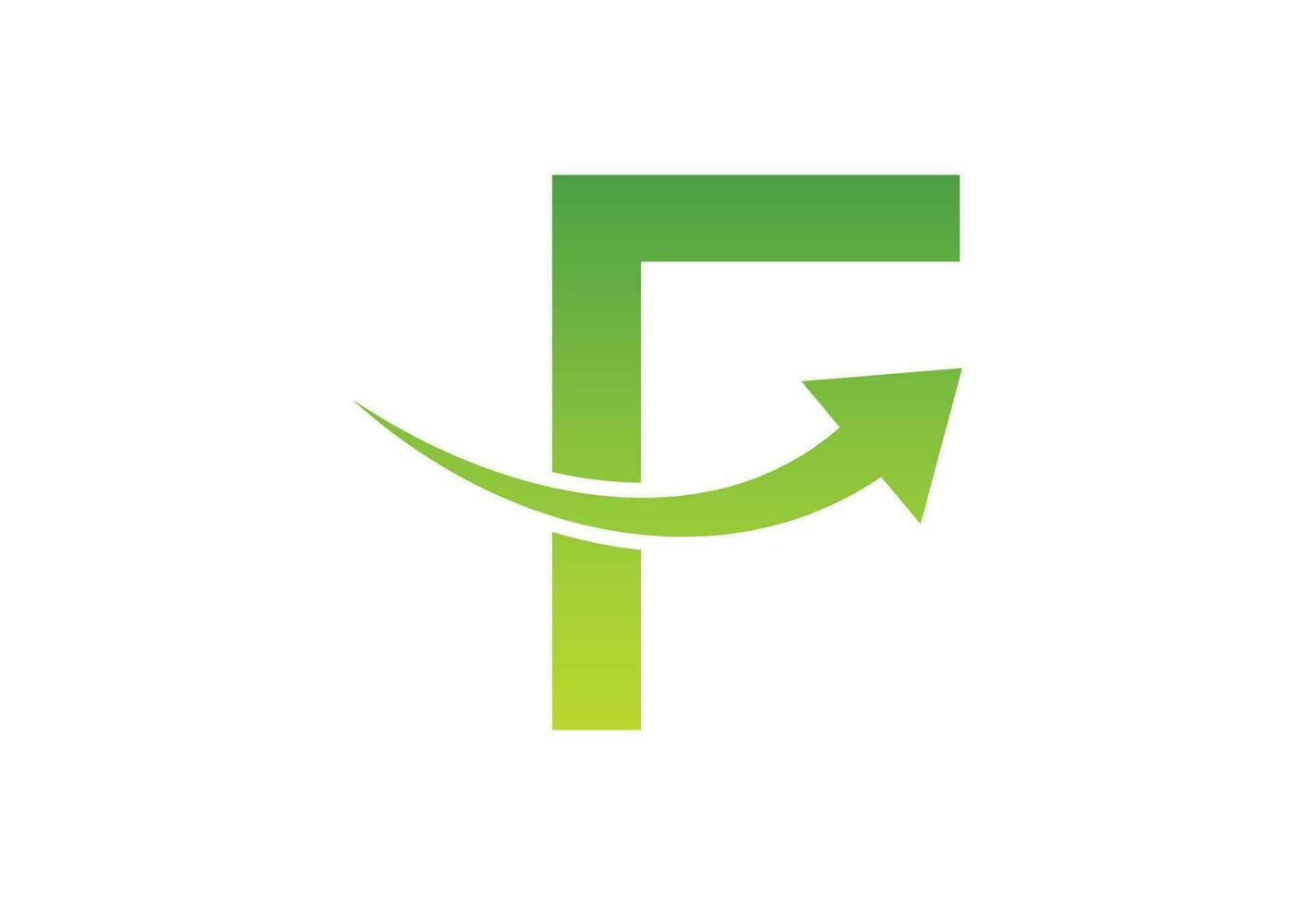 Gradient F letter logo design with swoosh, Vector illustration