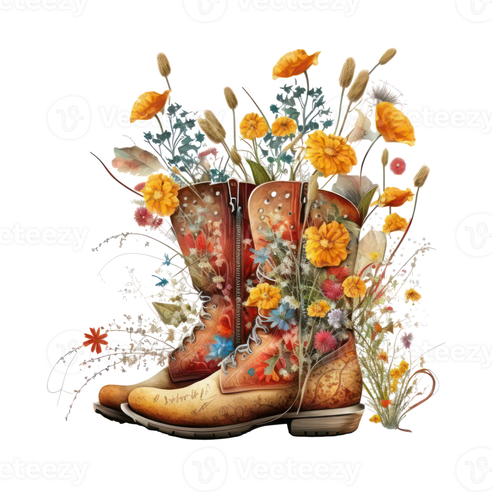 Watercolor Cowgirl Boots . png
