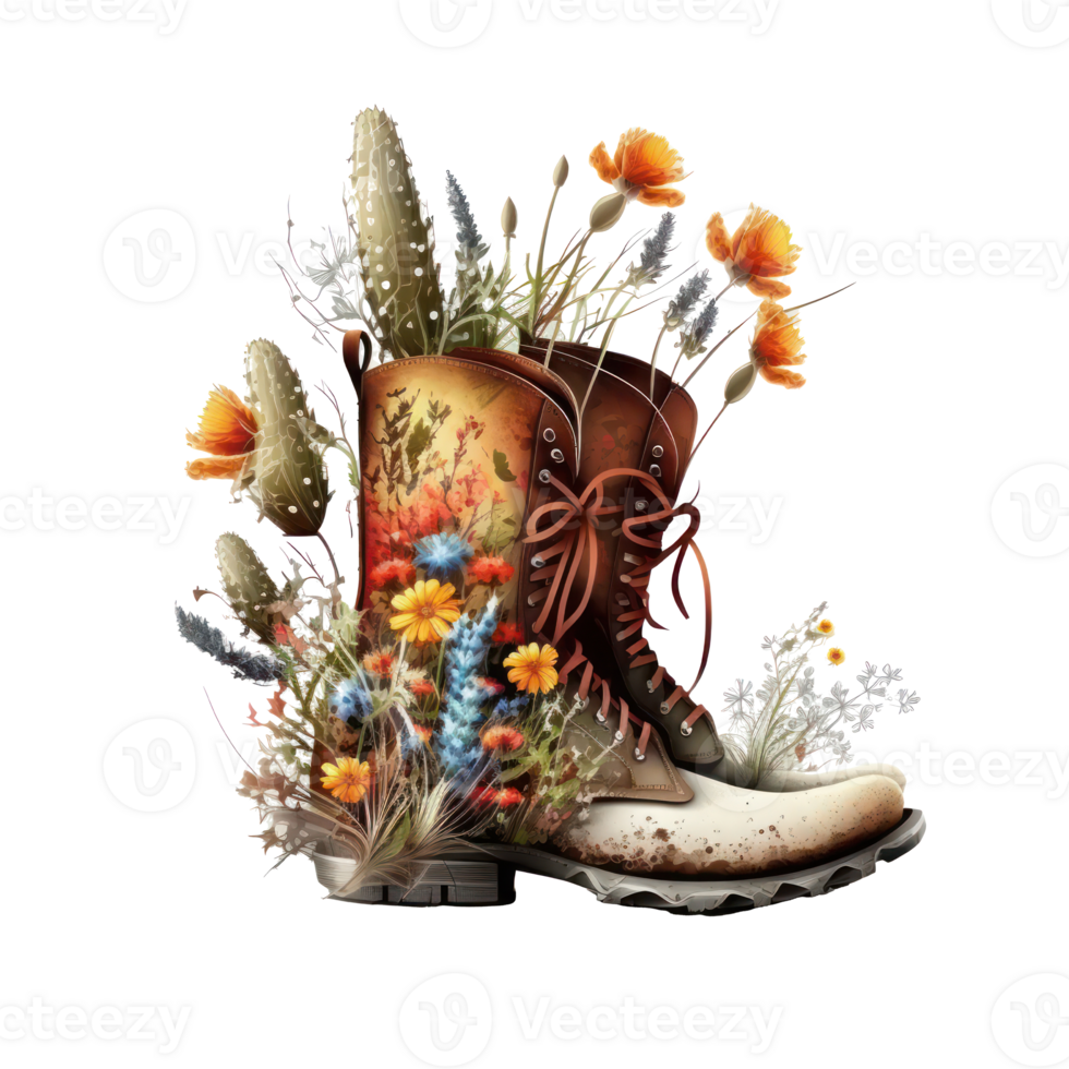 Watercolor Cowgirl Boots . png