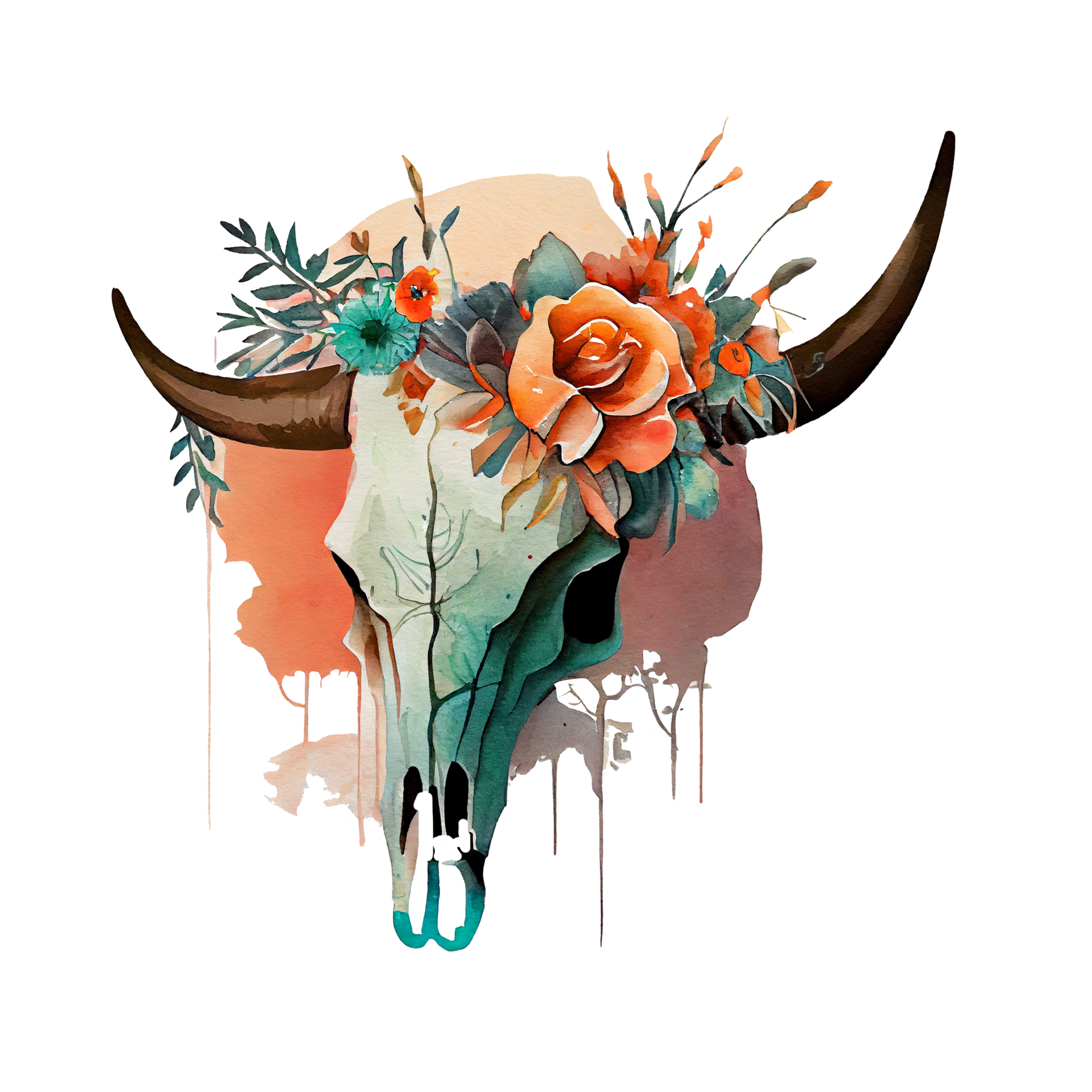cow skull art illustration  AI Generated 23241052 PNG