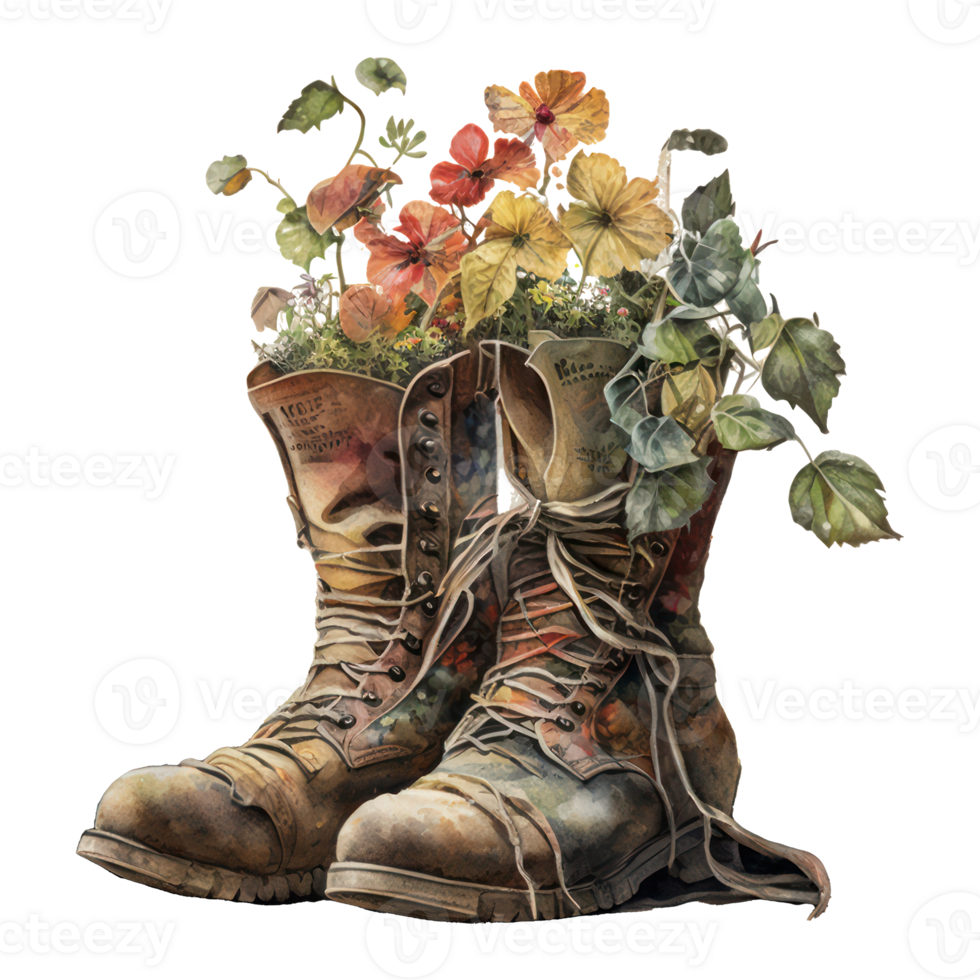 Watercolor painting of pair of boots . png