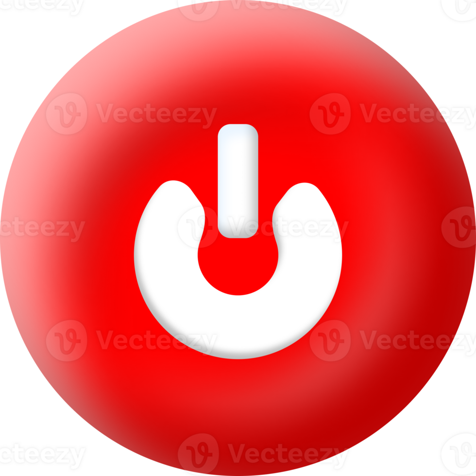 3D Turn Off button red and white Icon png pro