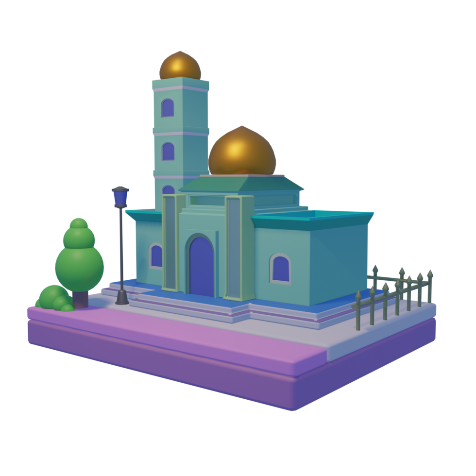3d mezquita o palacio dibujos animados diseño. arquitectura elemento aislado en transparente antecedentes. Pro png