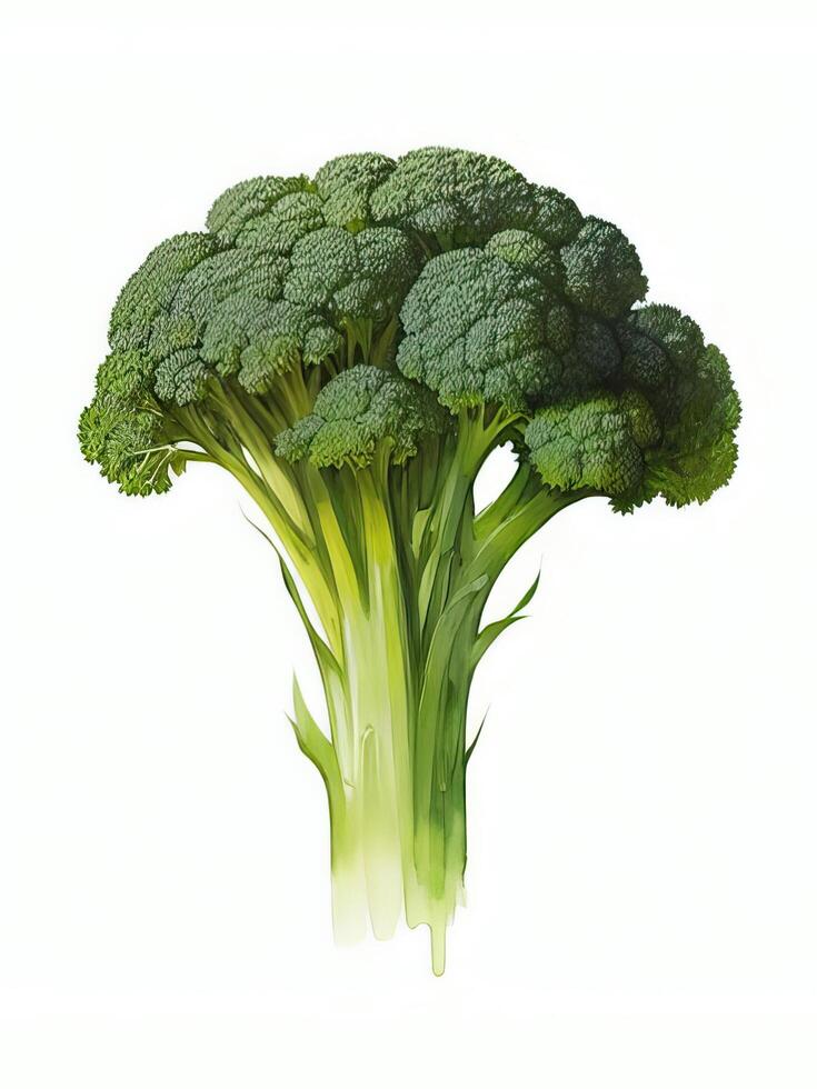 Fresh Broccoli Organic Vegetable Watercolor Illustration photo