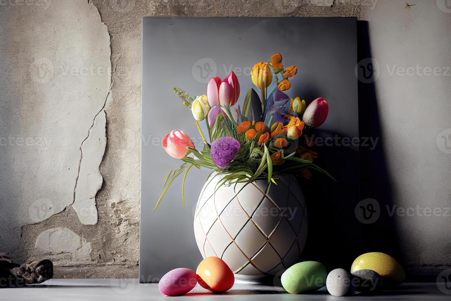 Natural dyed easter eggs. Happy Easter. photo