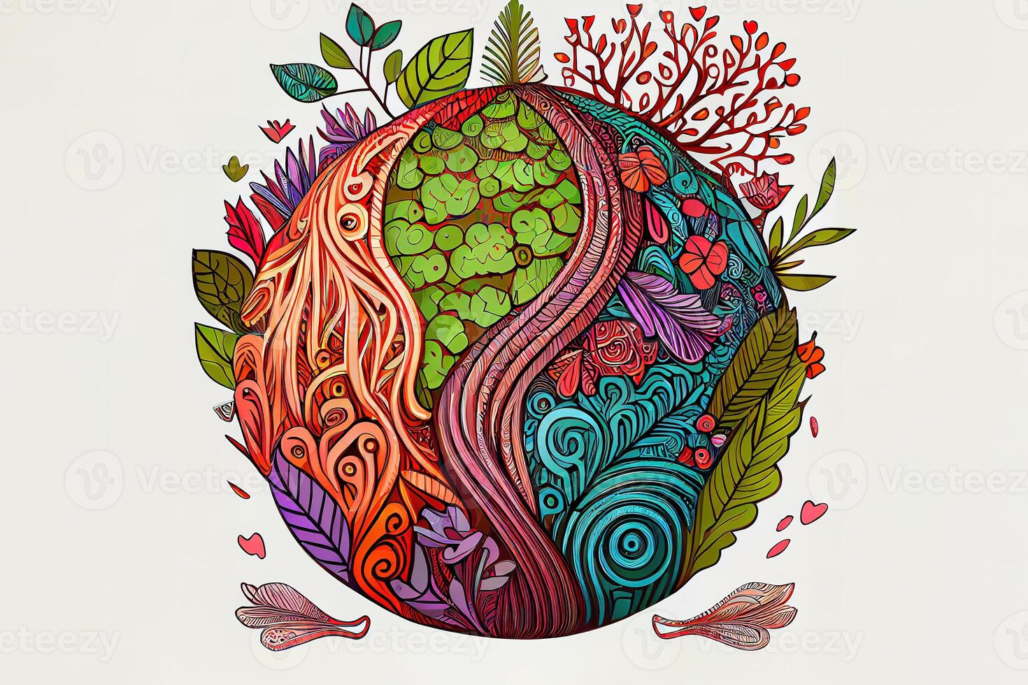 Awesome Earth day. decorative zentangle object, mix color. photo