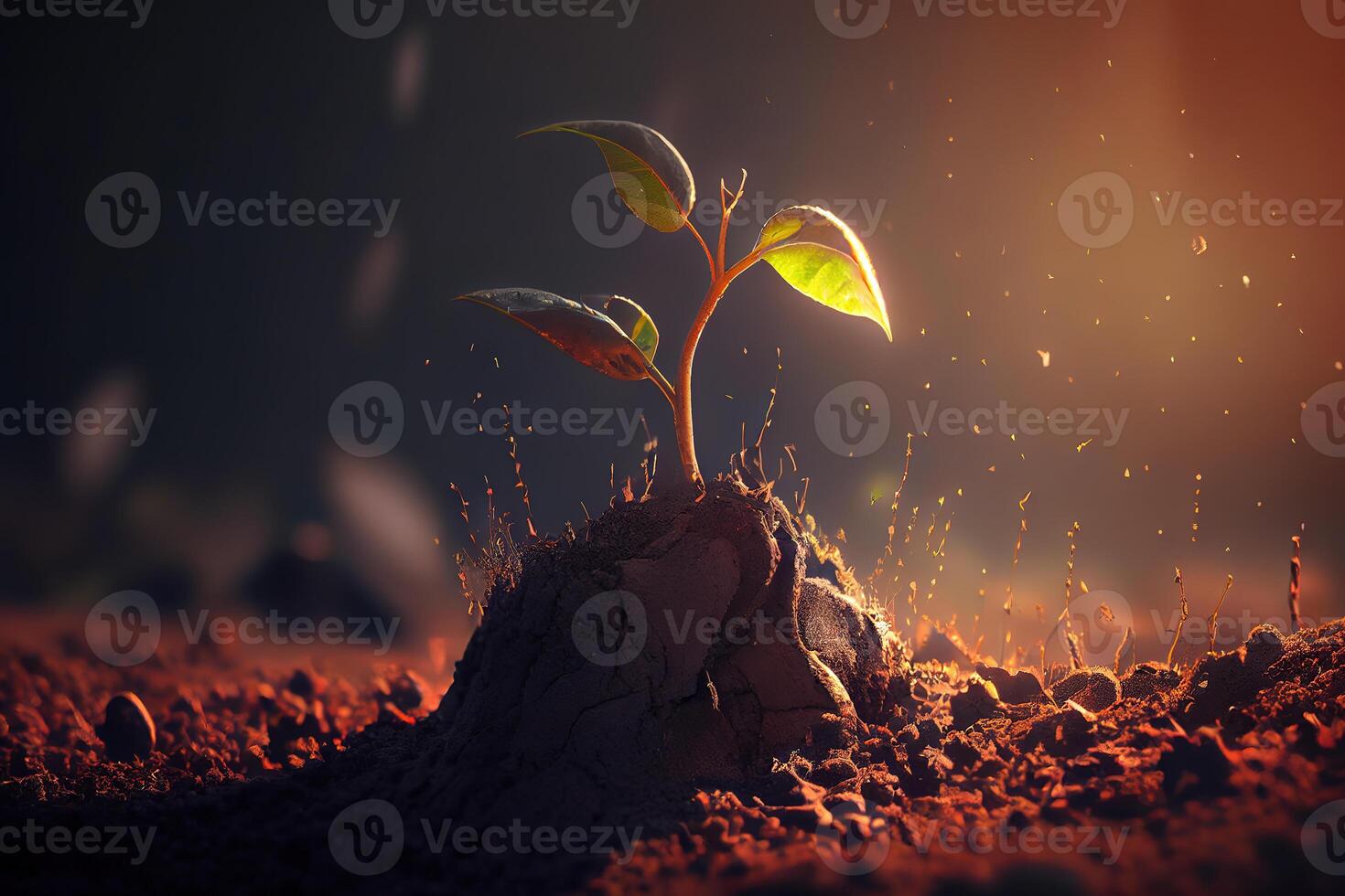 Agriculture Concept. Agricultural Business. New Life Young Small Sprout Soybean. photo