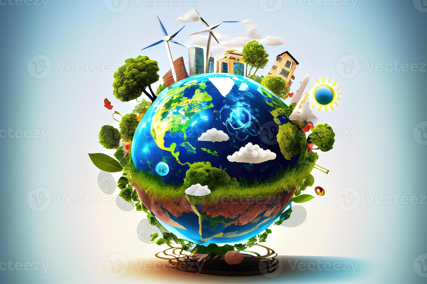 Renewable energy concept Earth Day or environment protection. photo