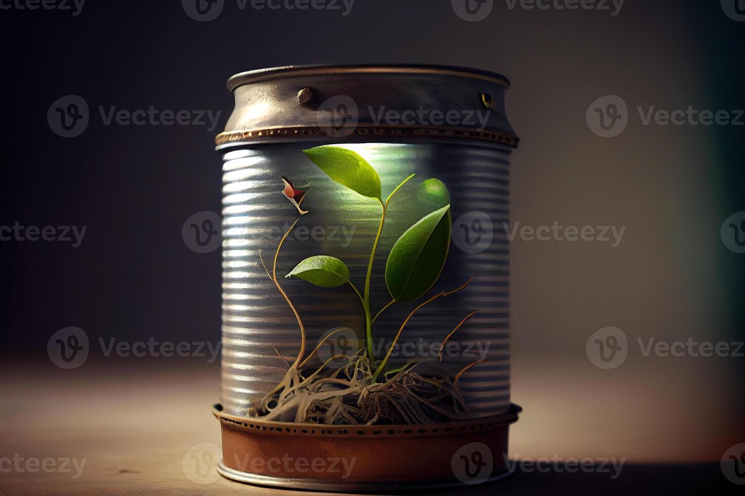 Green sprout in the battery. photo