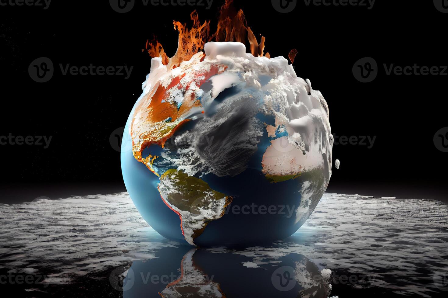 Climate change and global warming effect this element finished by nasa 3d illustration rendering. photo