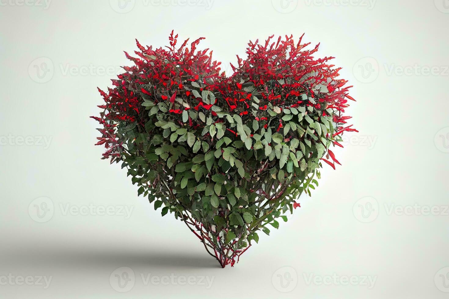 Surprising Red heart on bush or shrub photo