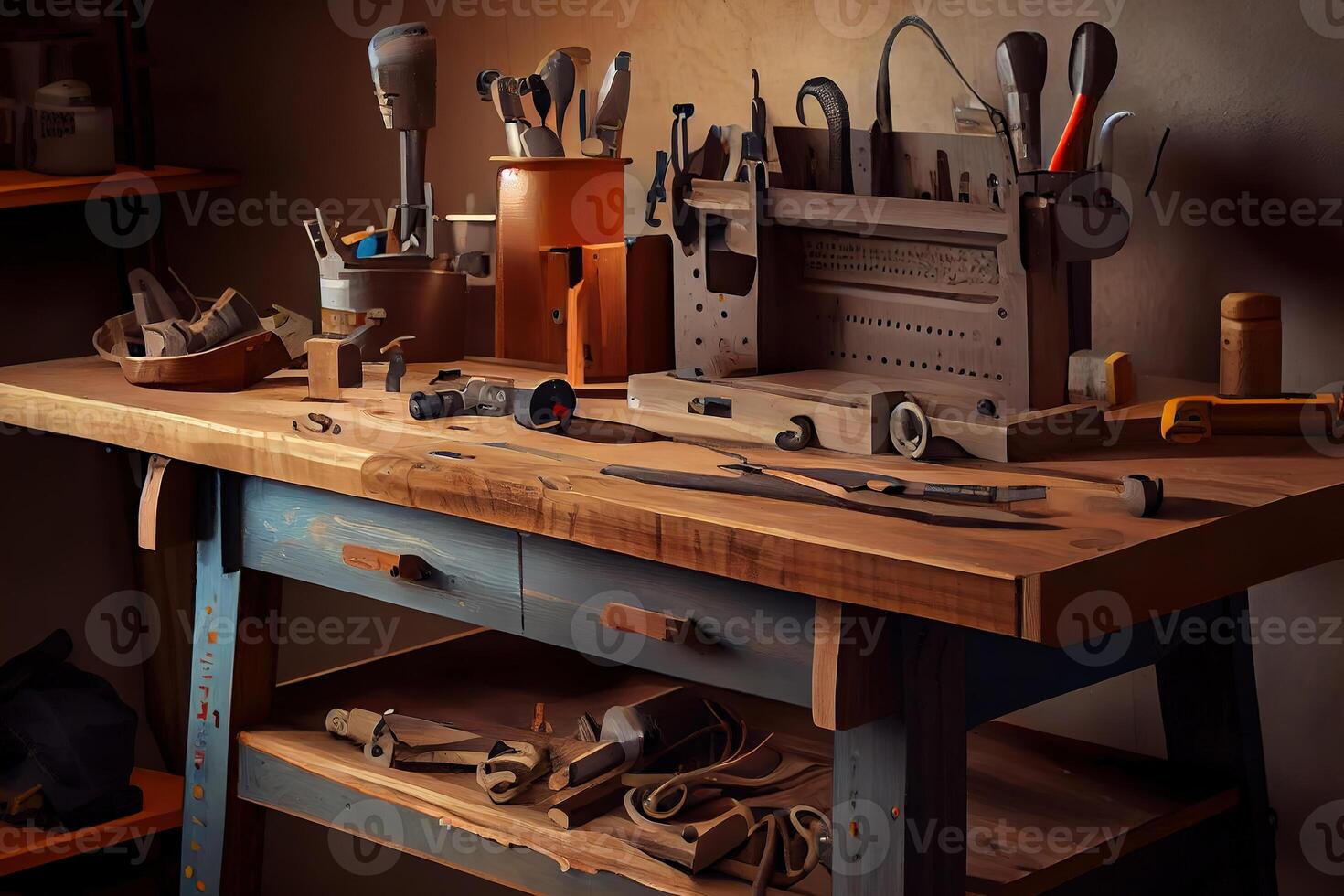 Carpentry workshop with equipment. photo