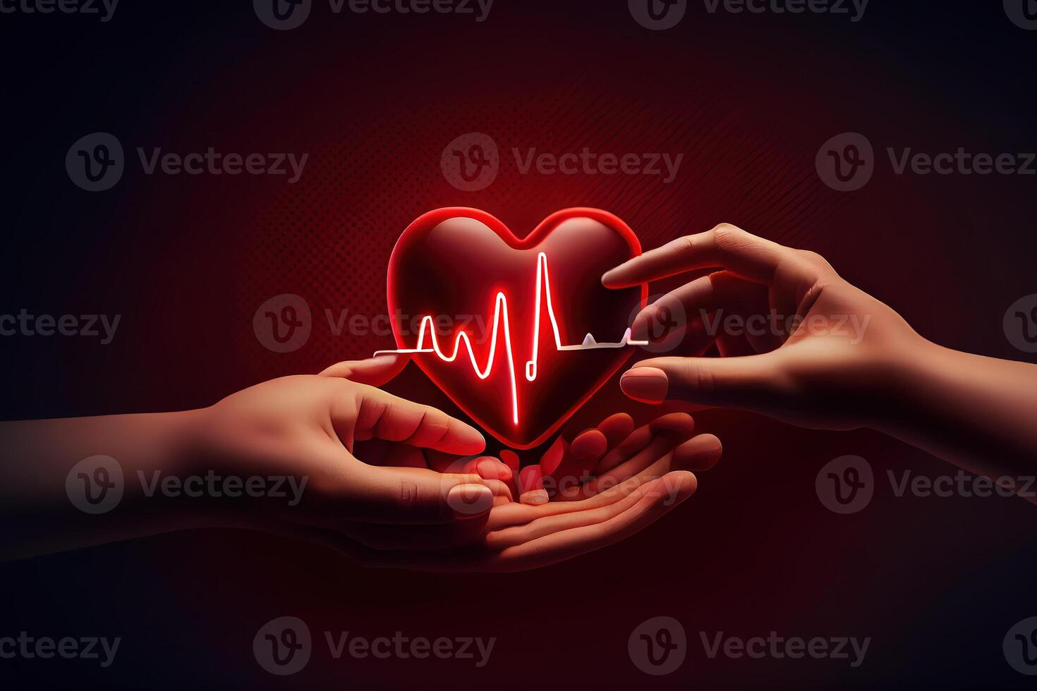 Health care, love and family insurance, world heart day, praying concept 3d rendering in white background. photo