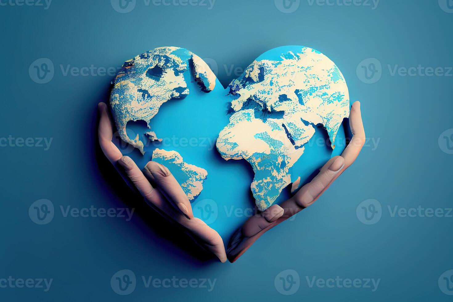 Forming heart shape isolated on blue background. photo