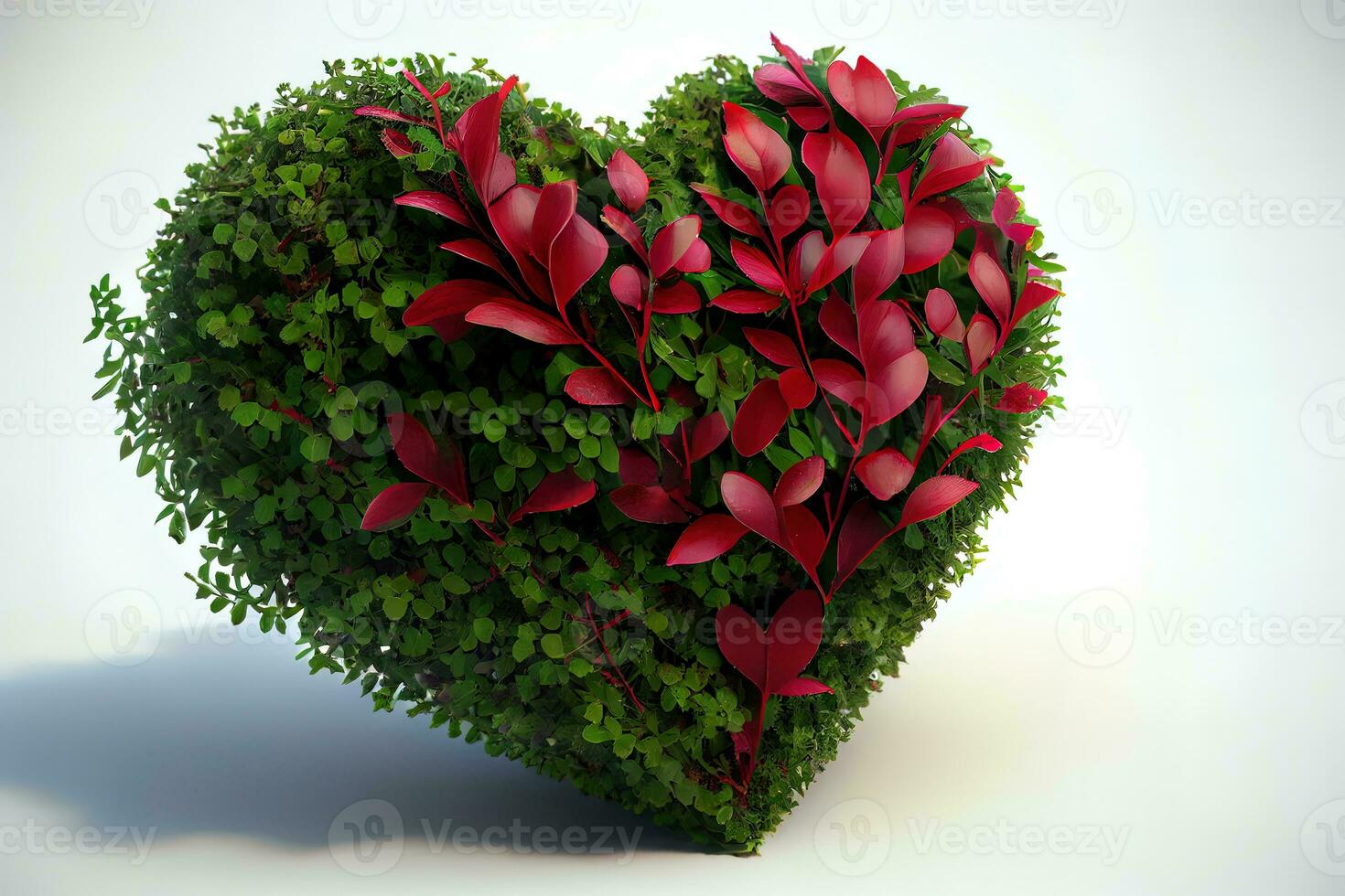 Surprising Red heart on bush or shrub photo