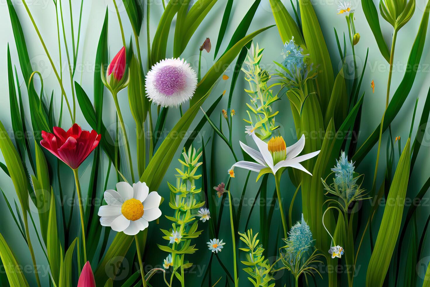 Hand-painted realistic floral background. photo