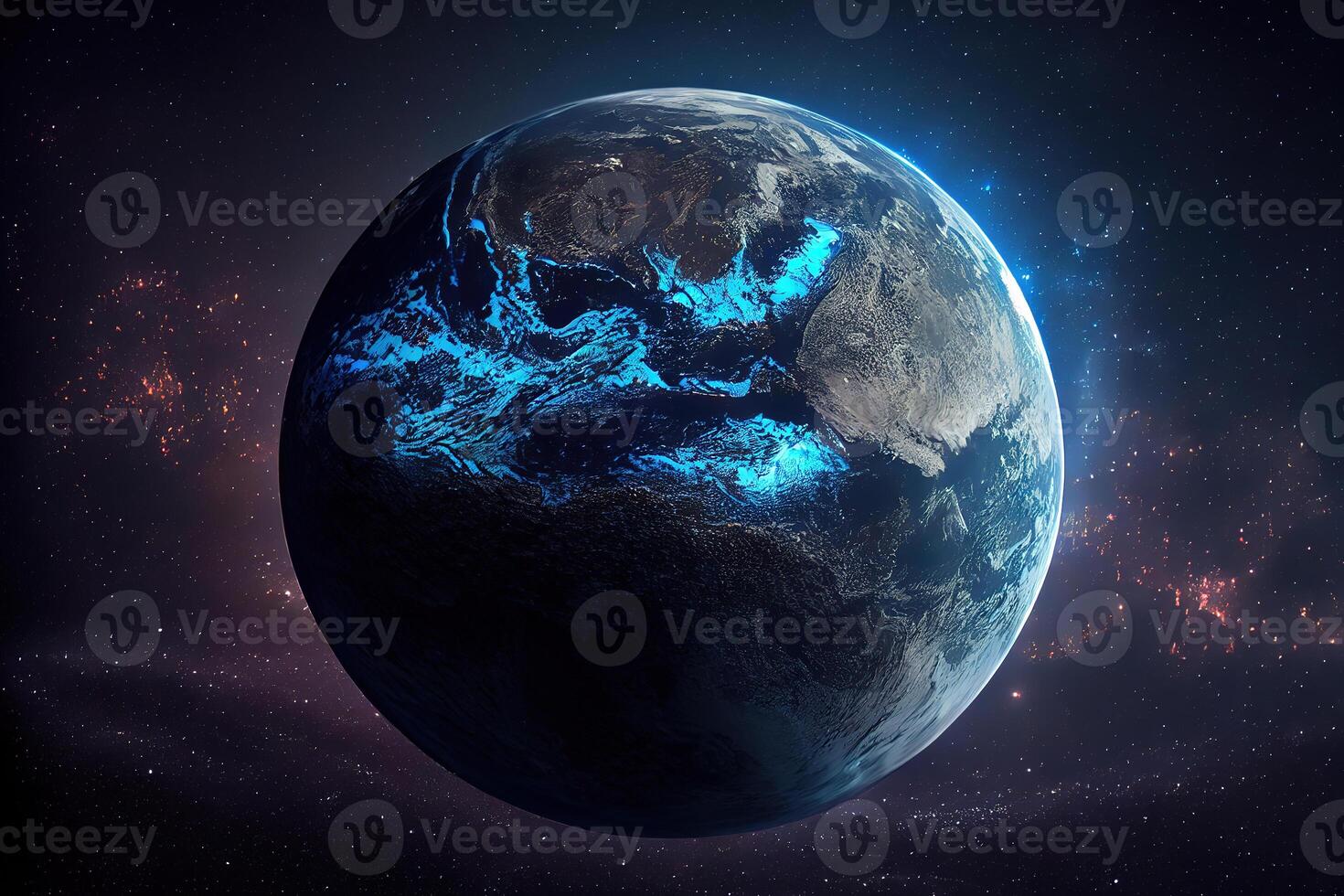Close-up Of Blue Earth Against Sky At Night. photo