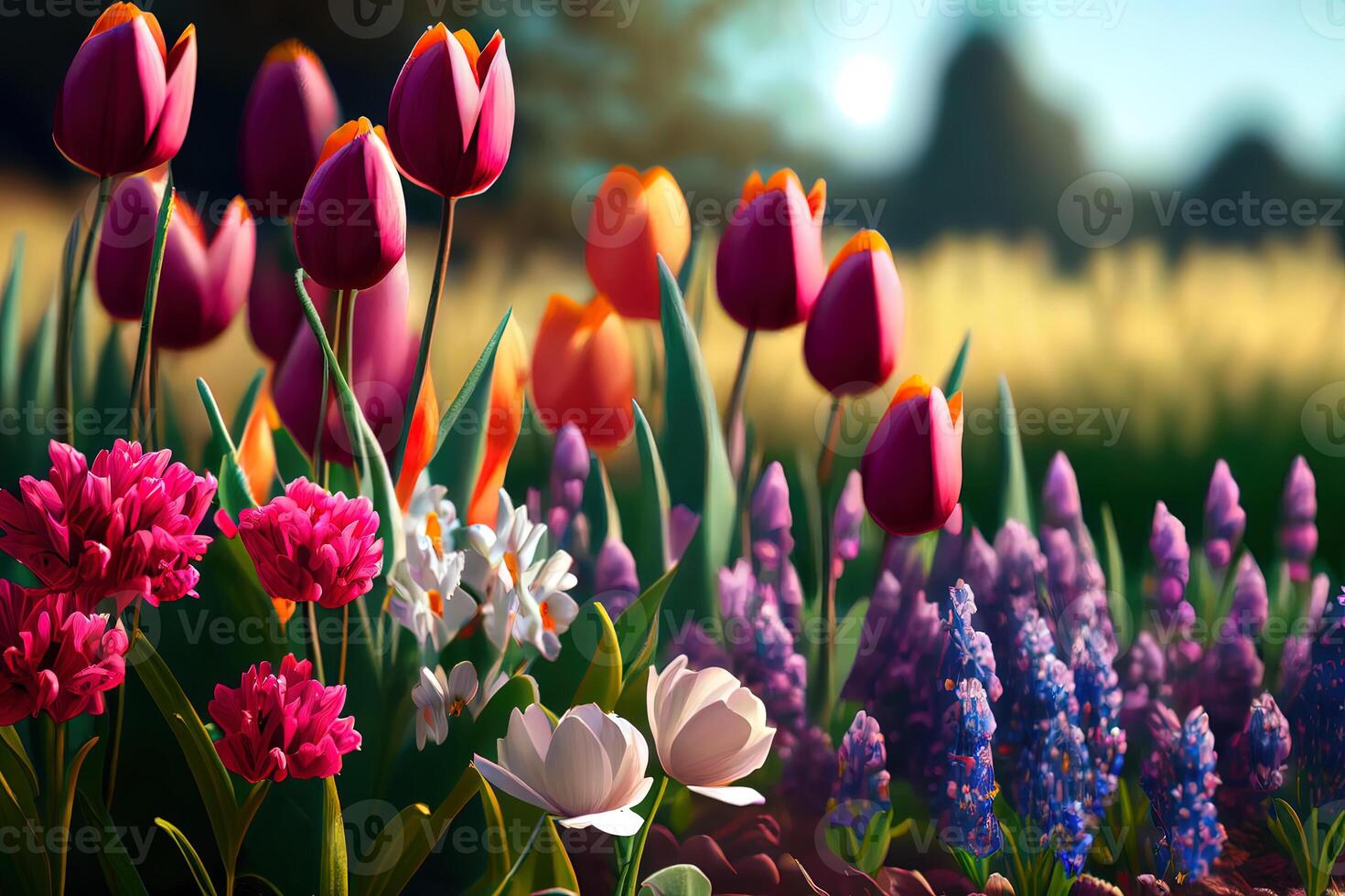 Field of spring flowers. photo