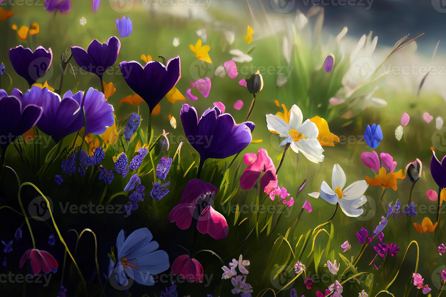 Field of spring flowers. photo