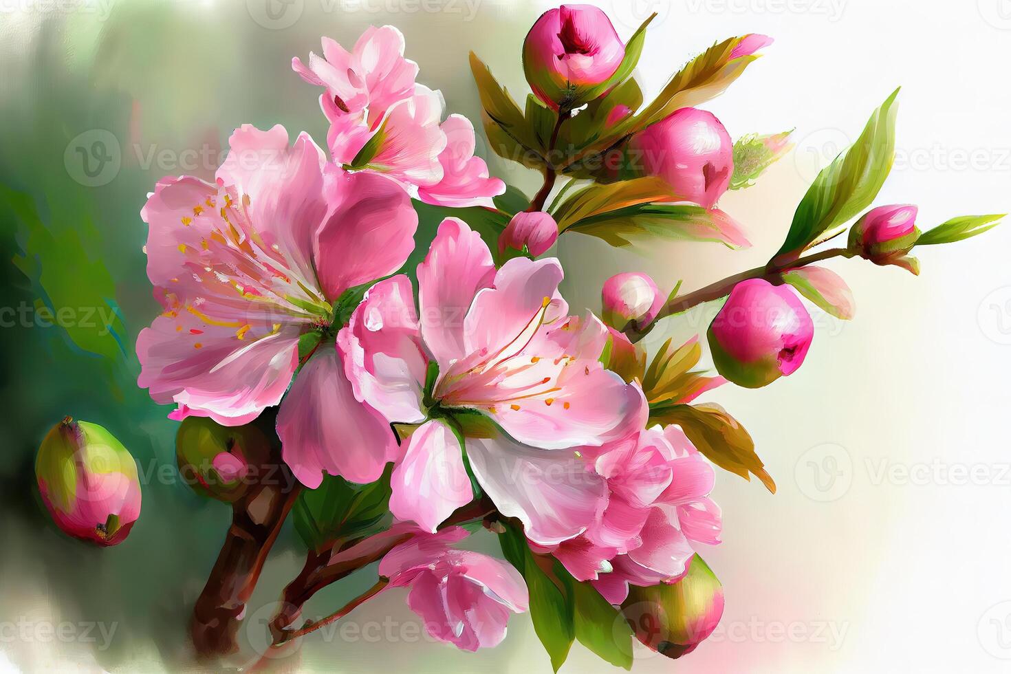 Spring Pink Blossoms. art style. photo