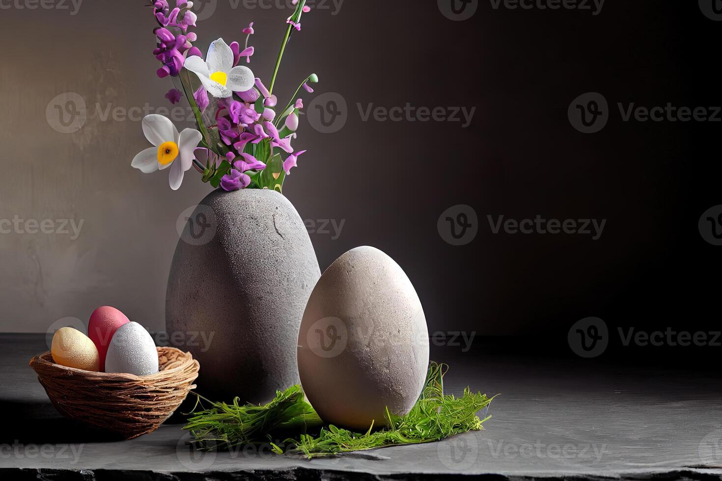 Natural dyed easter eggs. Happy Easter. photo