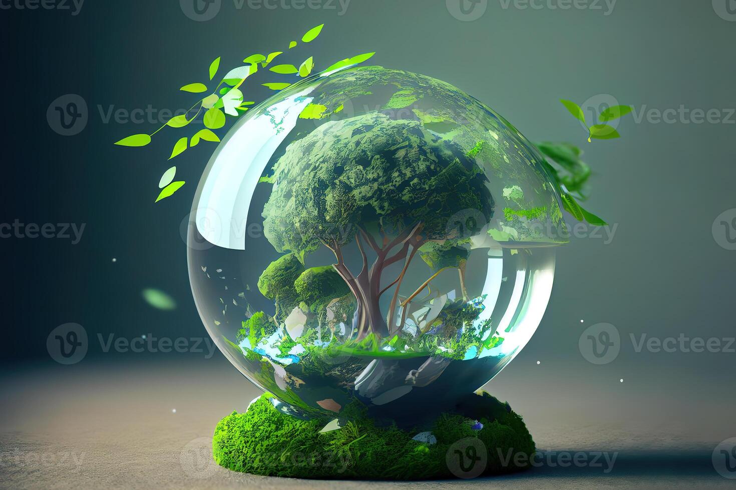 Large, blue glass globe. photo