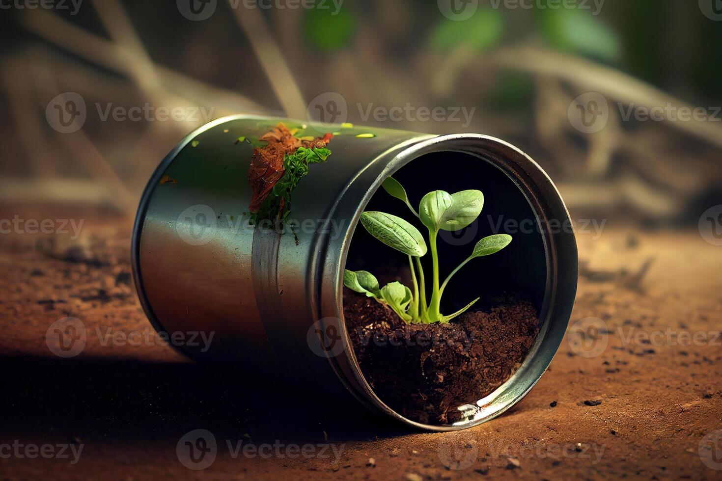 Green sprout in the battery. photo