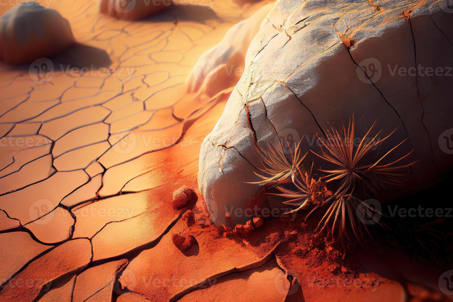 Above view of piles of brown crumbly sand in desert. photo