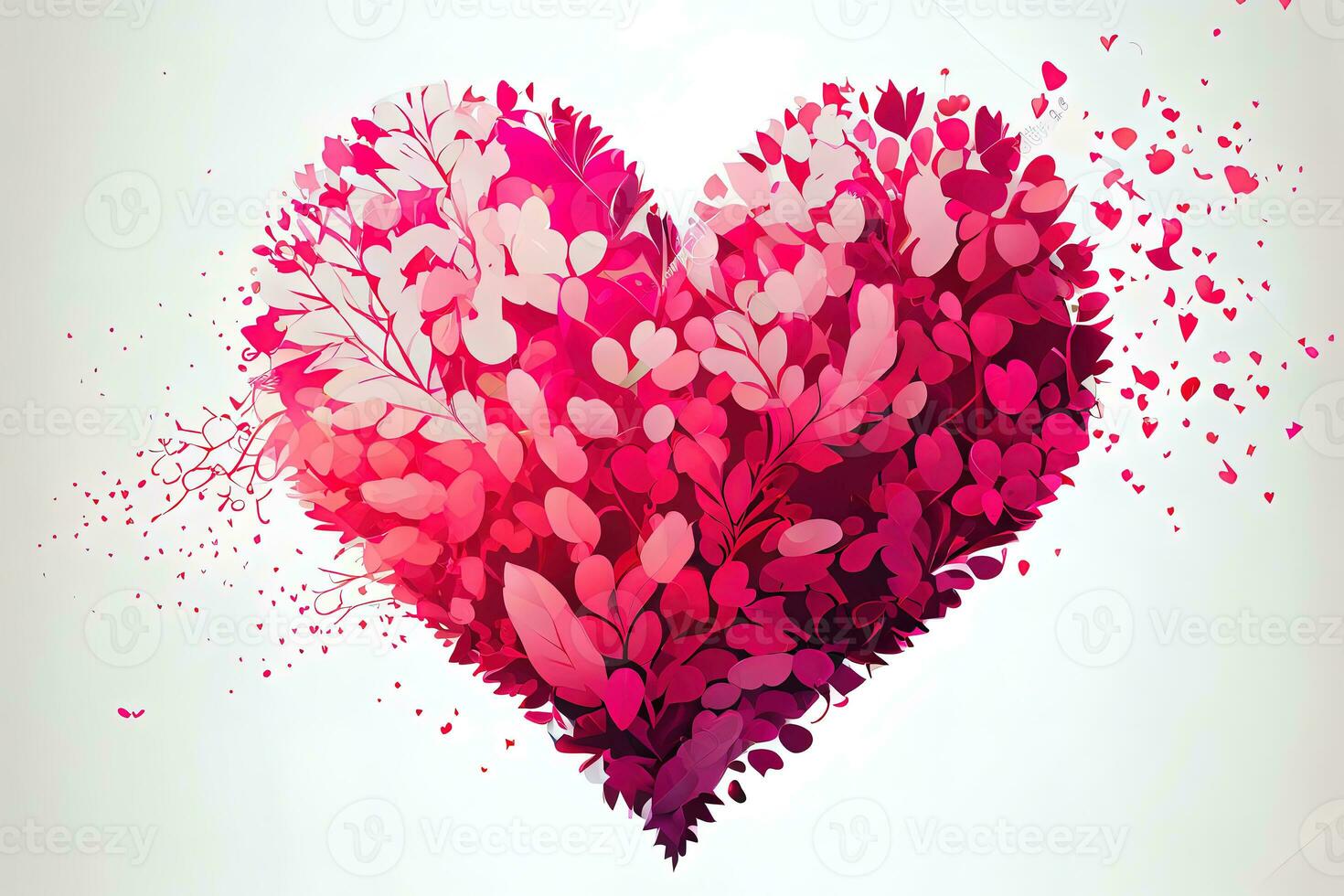 Surprising Pretty Pink and Red heart illustration with isolated background photo