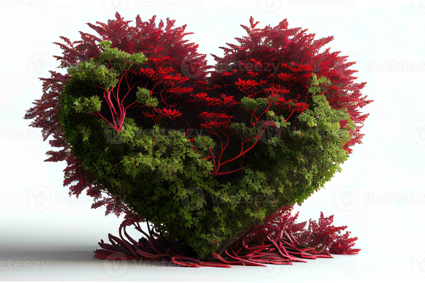 Surprising Red heart on bush or shrub photo