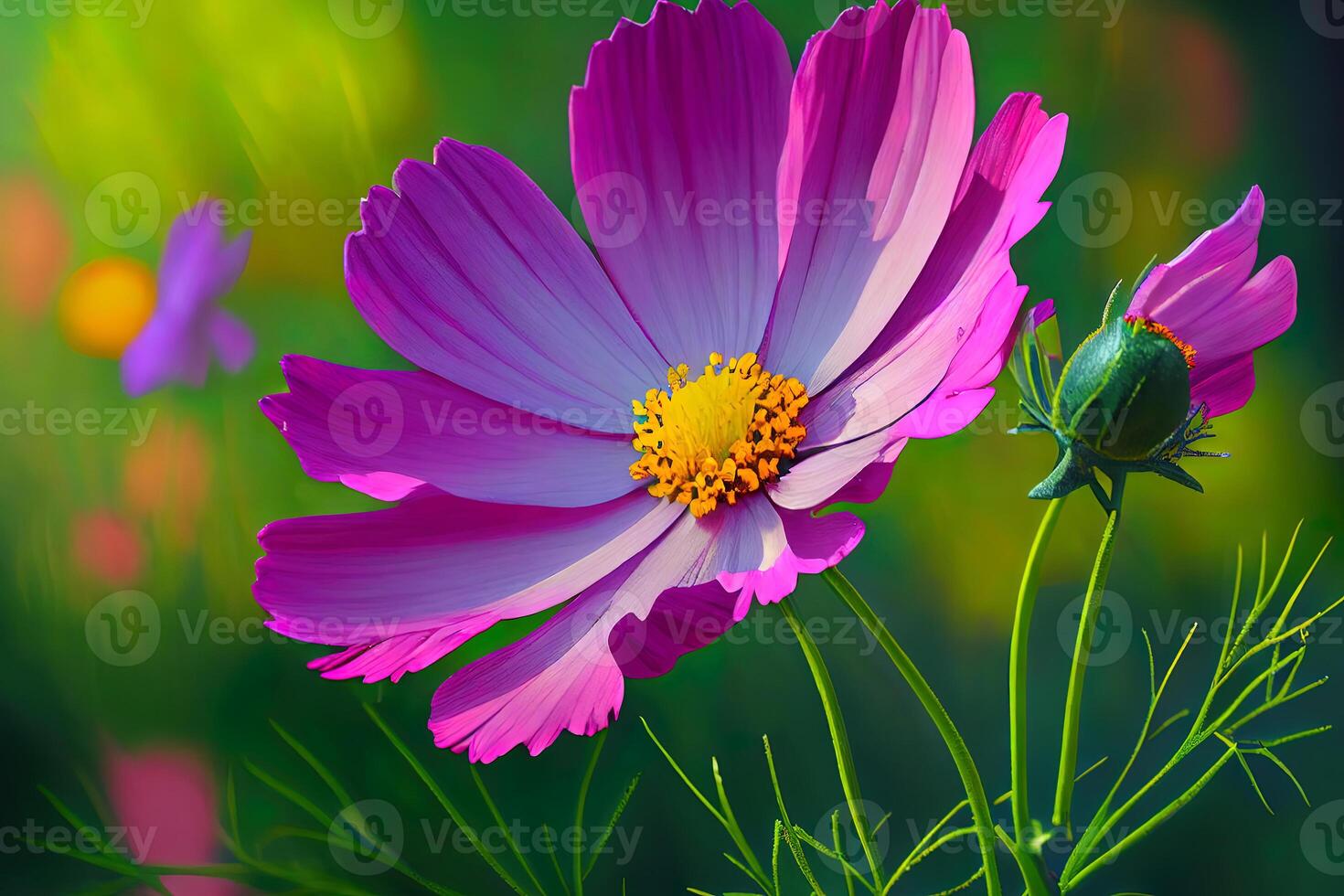 Beautiful cosmos flower in the garden. photo
