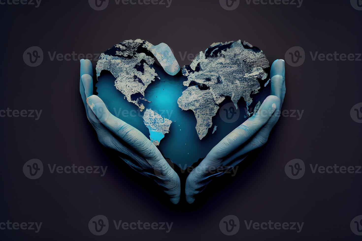 Forming heart shape isolated on blue background. photo
