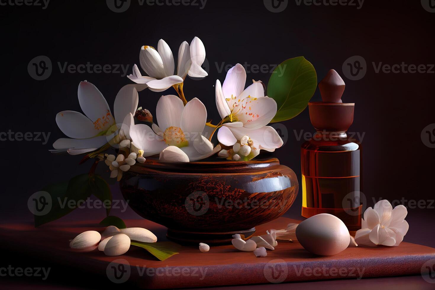 Spa still life with white flowers. photo