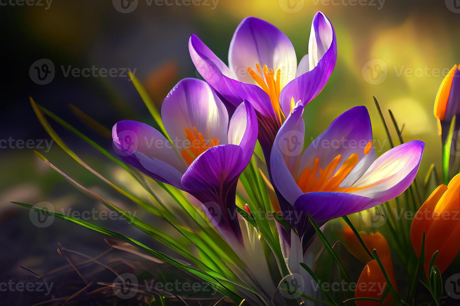 Realistic colourful flowers background. photo